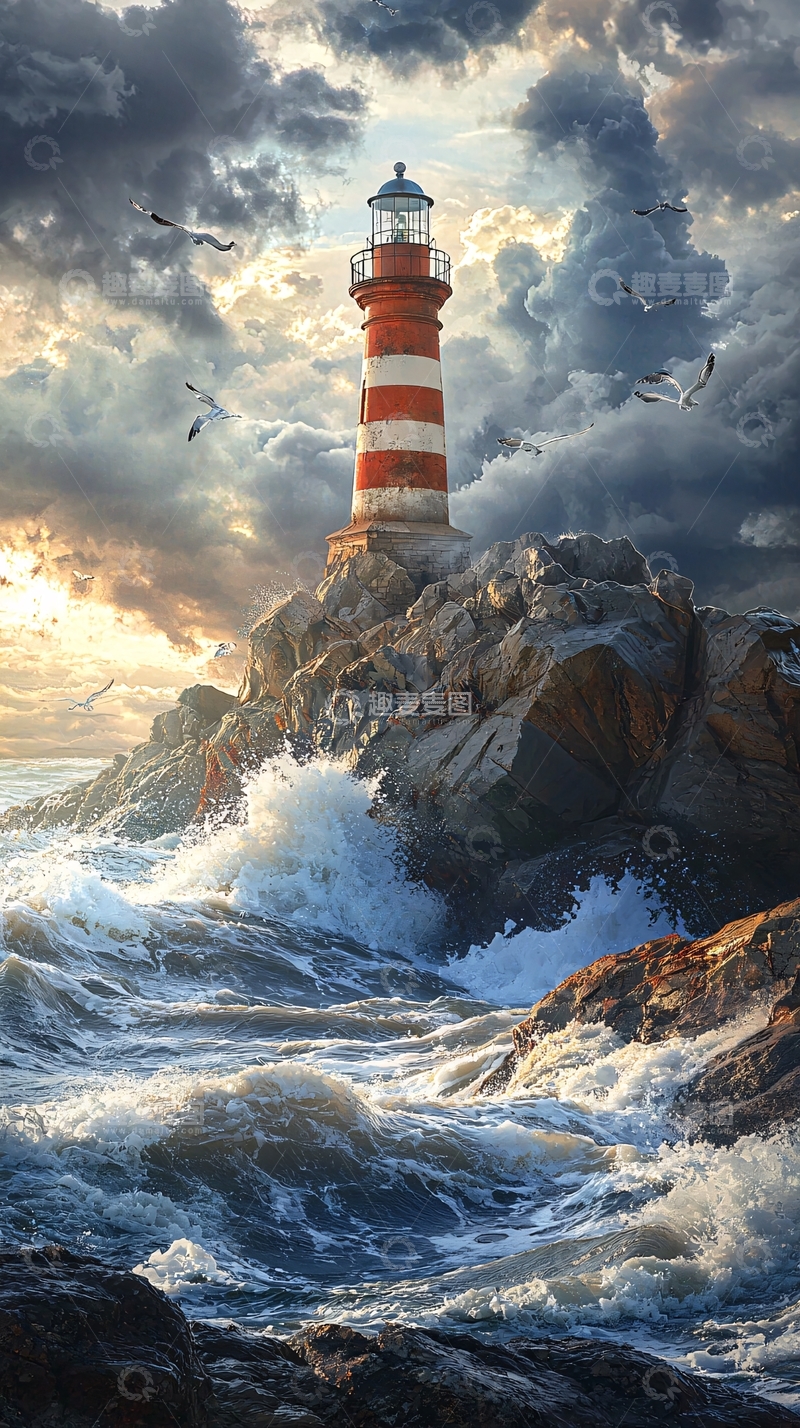 高清大图下载【趣麦麦图】风暴中的灯塔