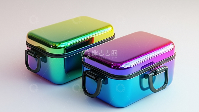 高清大图下载【趣麦麦图】彩虹渐变金属收纳盒