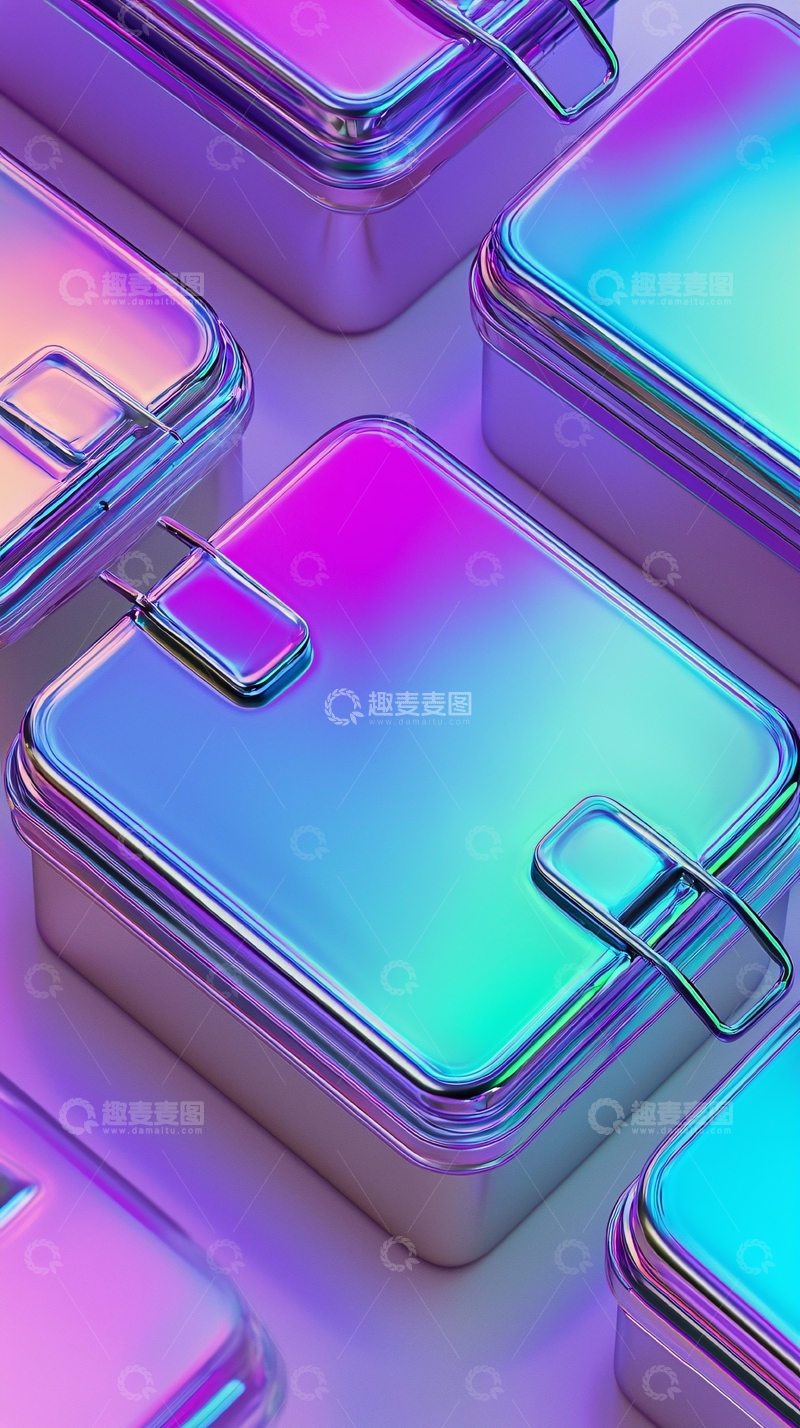 高清大图下载【趣麦麦图】渐变色金属便当盒