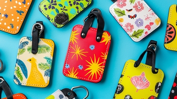 色彩鲜艳的皮革行李牌