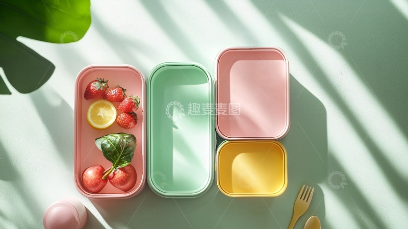 高清大图下载【趣麦麦图】-清新日系分格便当盒
