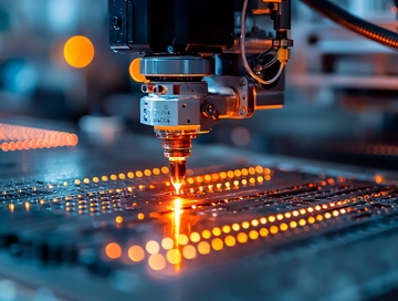 激光切割金属的特写