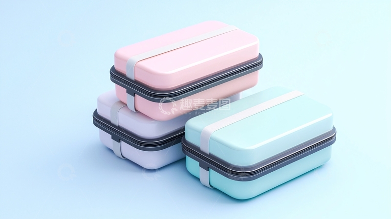 高清大图下载【趣麦麦图】三色简约便当盒