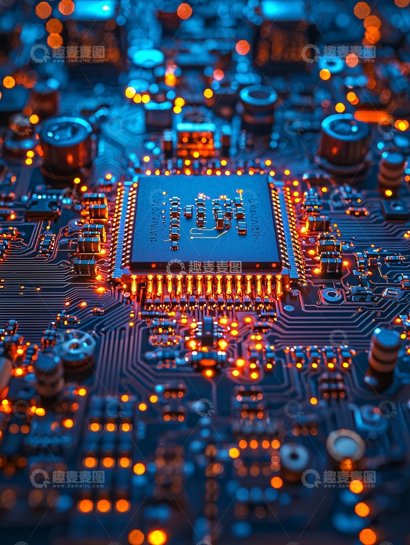 高清大图下载【趣麦麦图】电路板上的芯片特写