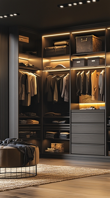 暗色调豪华步入式衣帽间