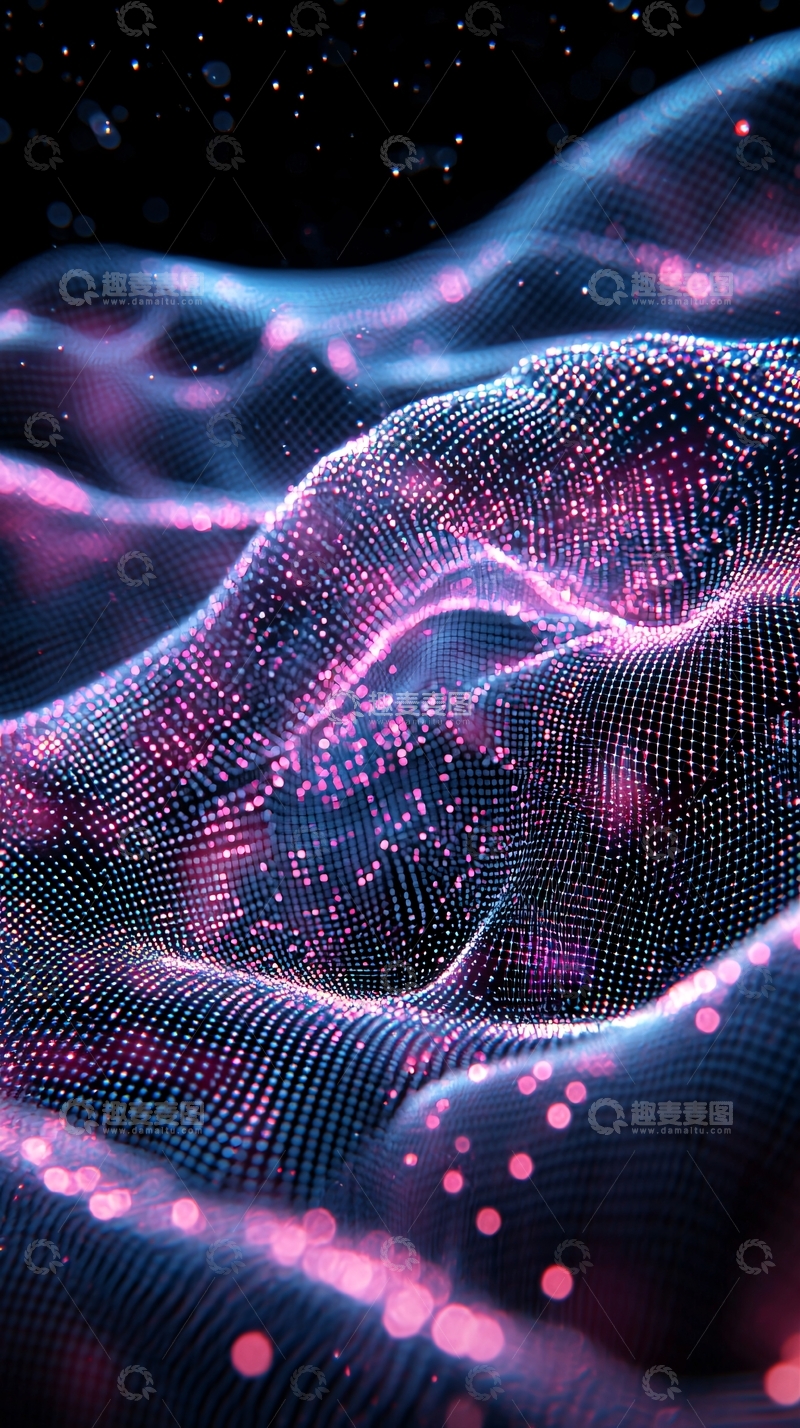 高清大图下载【趣麦麦图】发光点组成的抽象波浪