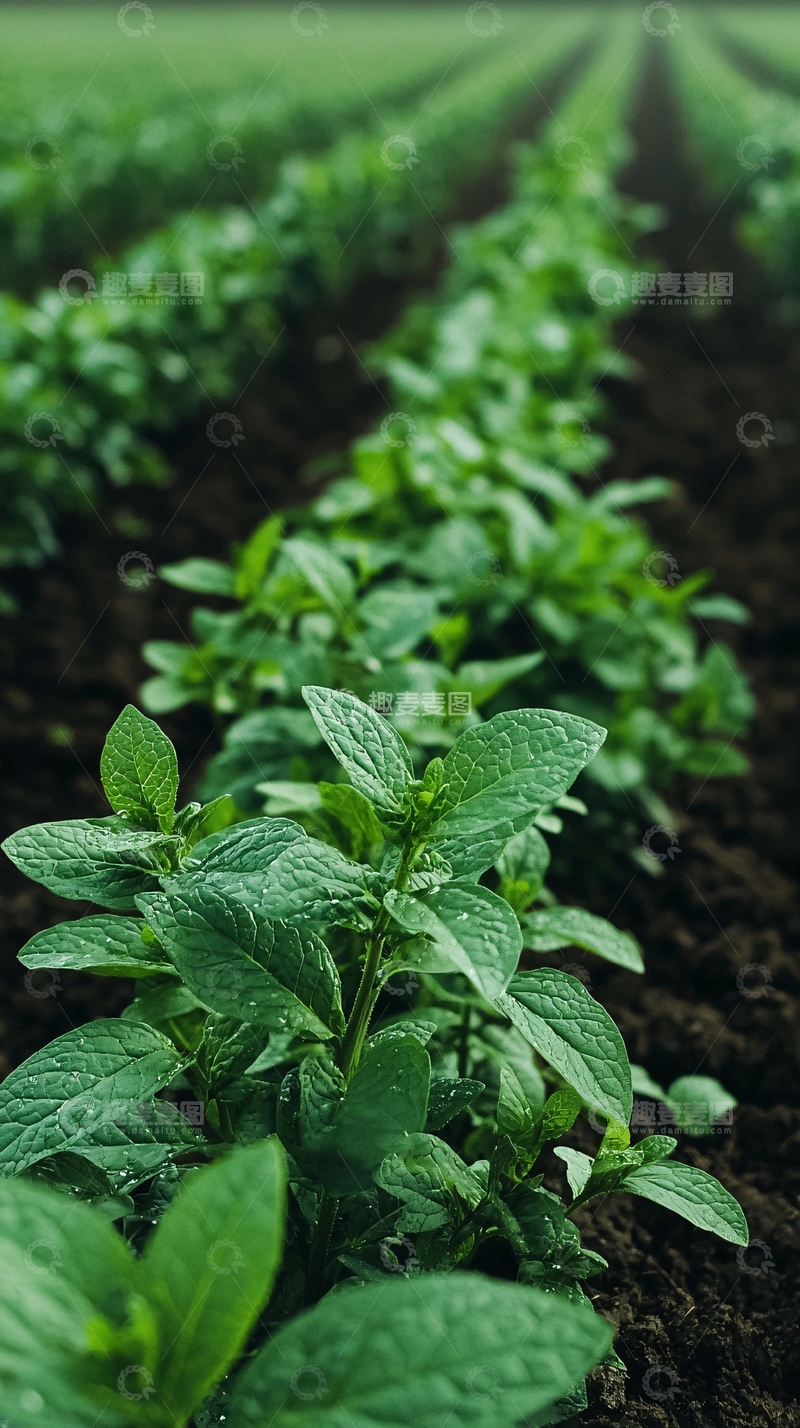 高清大图下载【趣麦麦图】绿色田野里整齐的植物