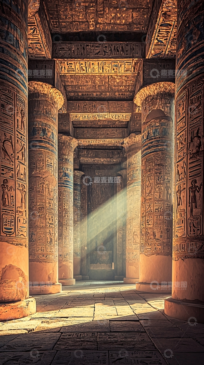高清大图下载【趣麦麦图】古埃及神殿内部光线