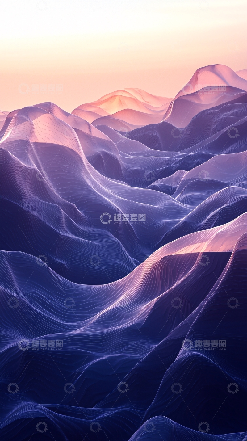 高清大图下载【趣麦麦图】紫色山脉的抽象波浪