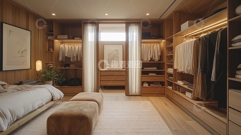 高清大图下载【趣麦麦图】卧室连着步入式衣帽间
