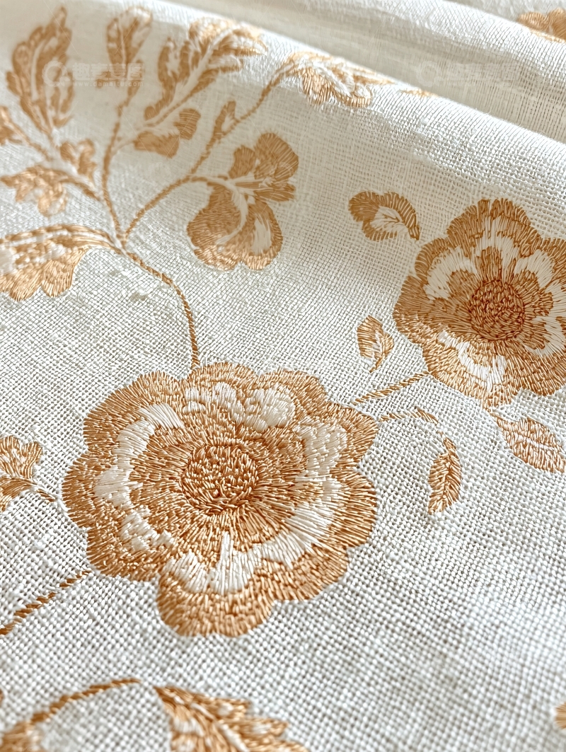 高清大图下载【趣麦麦图】-米白色绣花棉布