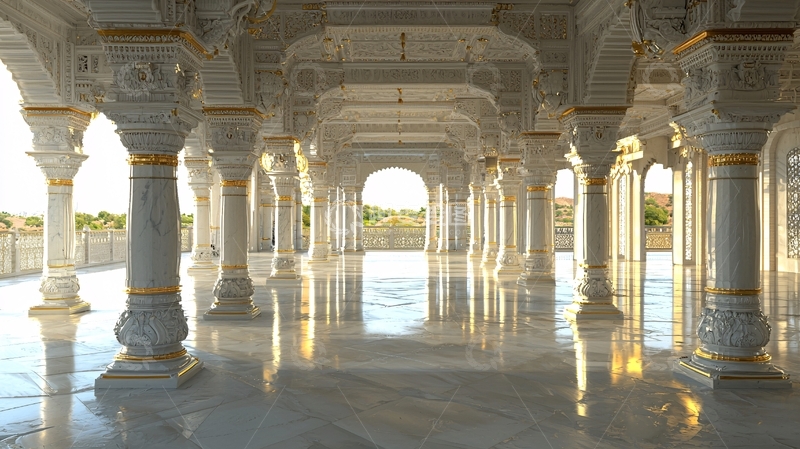 高清大图下载【趣麦麦图】白色大理石宫殿内部