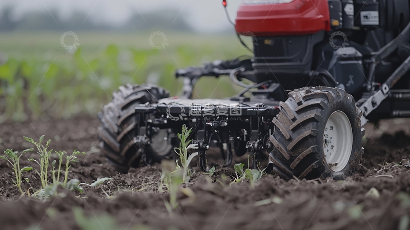 高清大图下载【趣麦麦图】小型拖拉机耕地