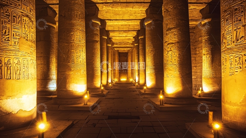 高清大图下载【趣麦麦图】古埃及神殿内部宏伟景象