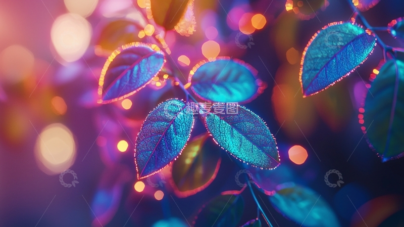 高清大图下载【趣麦麦图】梦幻蓝紫玫瑰叶片