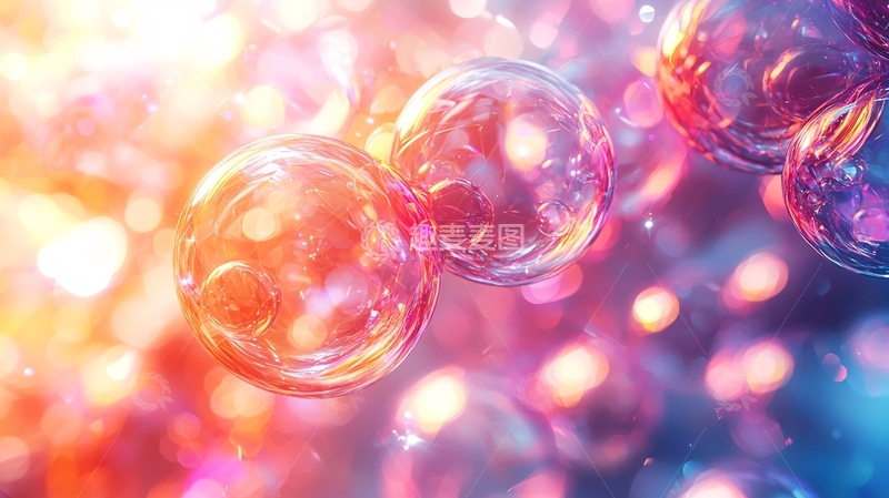 高清大图下载【趣麦麦图】梦幻彩色气泡漂浮