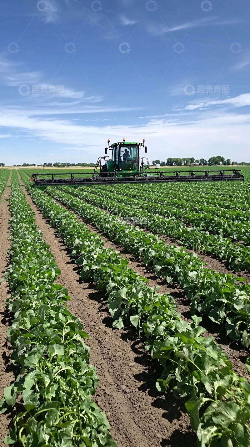 高清大图下载【趣麦麦图】田野里收割机耕作