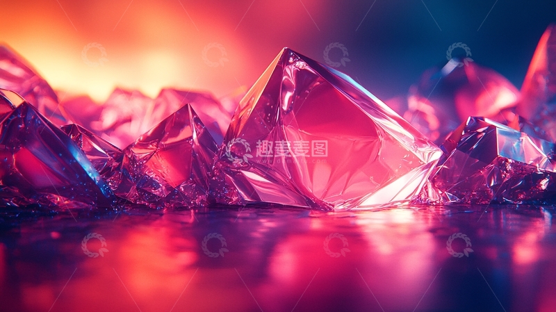 高清大图下载【趣麦麦图】粉色水晶闪耀光芒