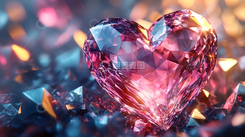 高清大图下载【趣麦麦图】晶莹剔透的粉色心形宝石