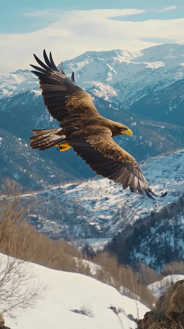 高山雄鹰展翅翱翔