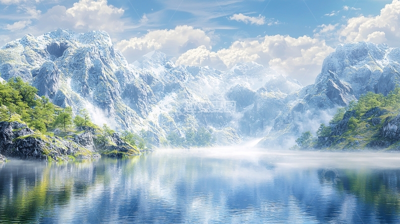 高清大图下载【趣麦麦图】雪山湖泊风景