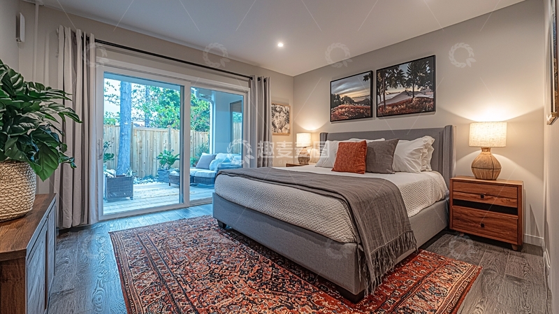 高清大图下载【趣麦麦图】现代卧室与户外露台连接