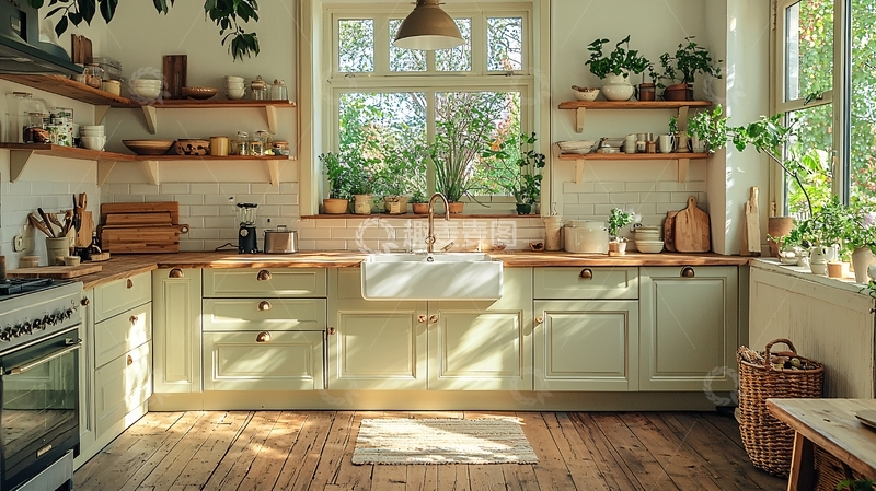 高清大图下载【趣麦麦图】原木厨房