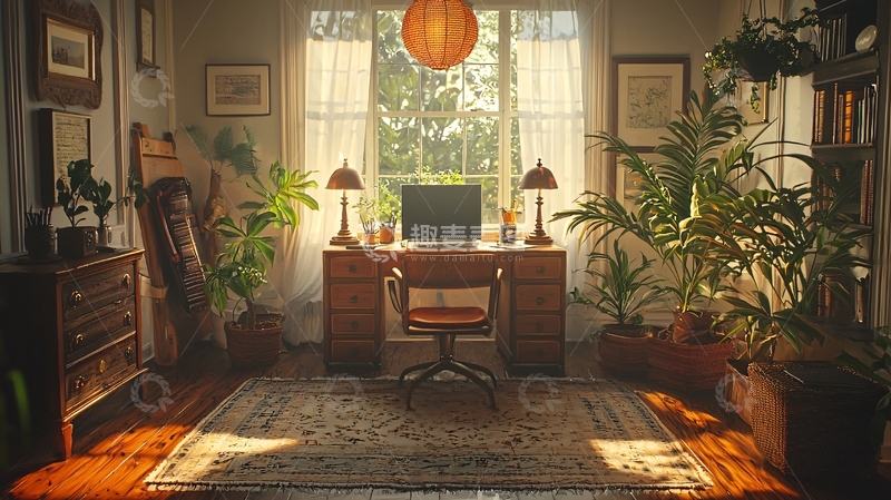 高清大图下载【趣麦麦图】明亮舒适的居家办公环境