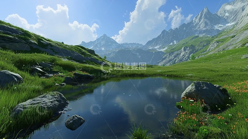 高清大图下载【趣麦麦图】山间湖泊倒影