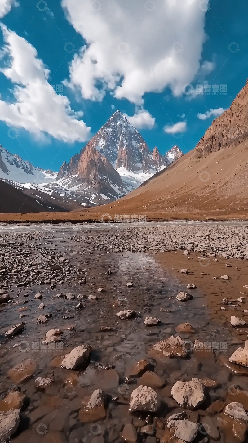 高清大图下载【趣麦麦图】雪山河流岩石风景