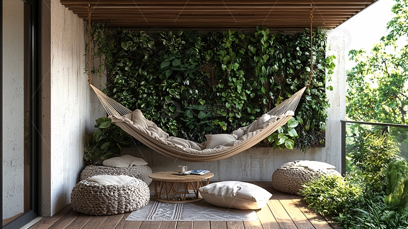 高清大图下载【趣麦麦图】阳台吊床休闲区