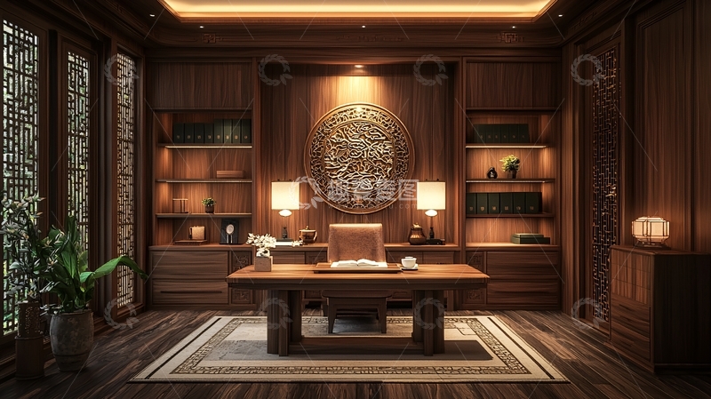 高清大图下载【趣麦麦图】中式书房