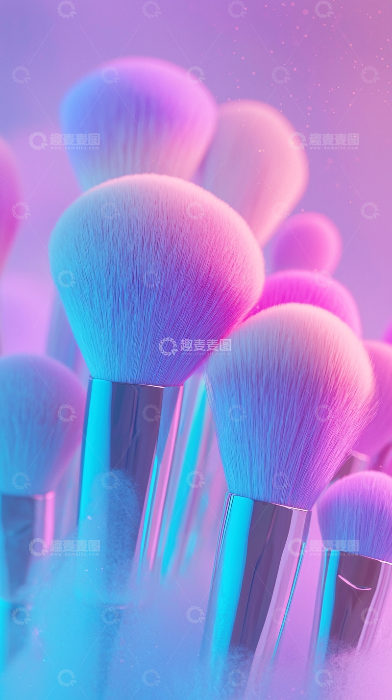 高清大图下载【趣麦麦图】梦幻紫粉化妆刷