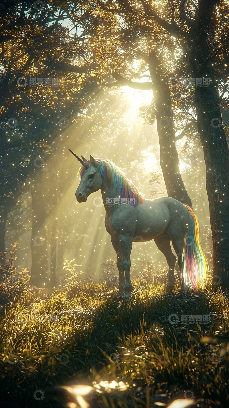 高清大图下载【趣麦麦图】森林独角兽