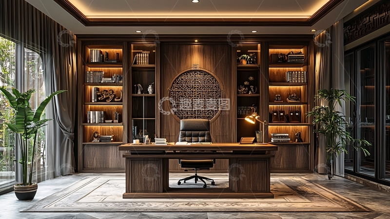 高清大图下载【趣麦麦图】高端大气书房设计