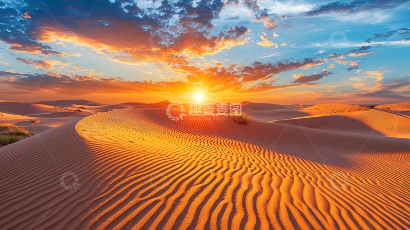 高清大图下载【趣麦麦图】沙漠日落