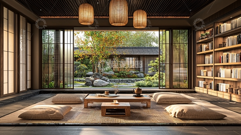 高清大图下载【趣麦麦图】日式庭院室内设计