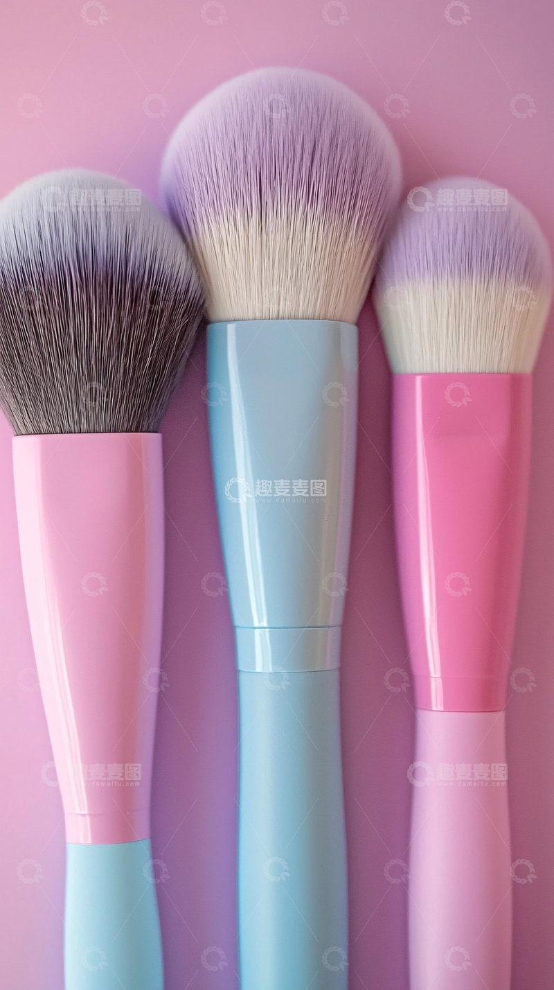 高清大图下载【趣麦麦图】-粉色背景化妆刷