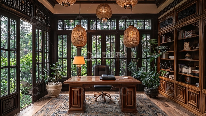 高清大图下载【趣麦麦图】中式书房
