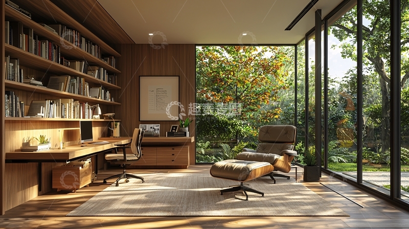 高清大图下载【趣麦麦图】采光充足的书房