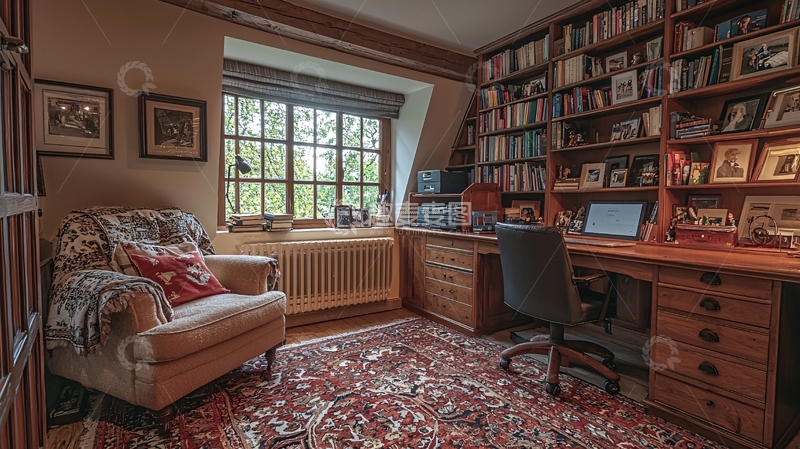 高清大图下载【趣麦麦图】温馨舒适的书房一角