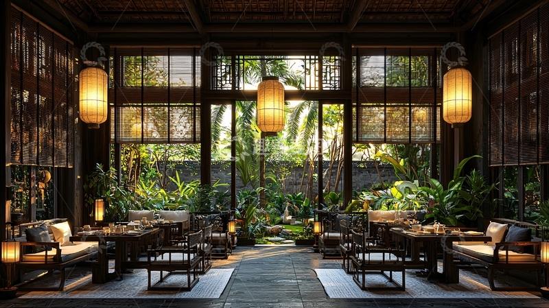 高清大图下载【趣麦麦图】中式庭院风格的室内空间