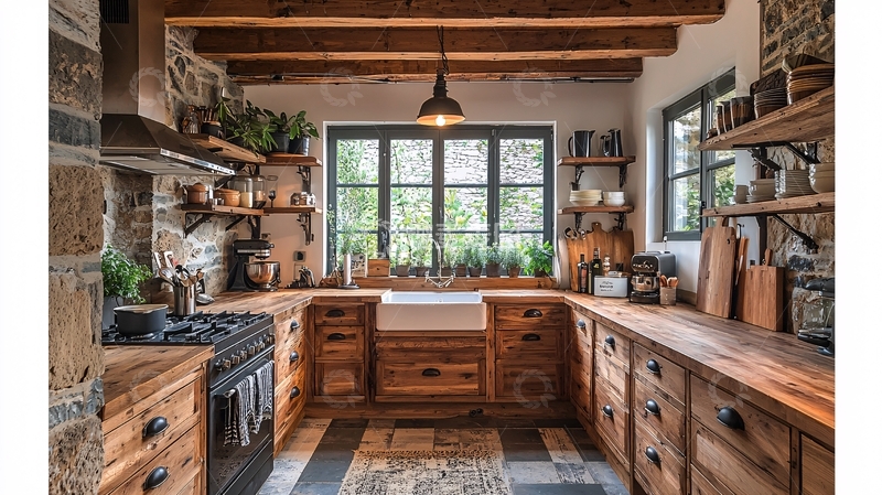 高清大图下载【趣麦麦图】复古乡村风厨房