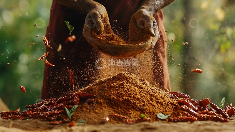 高清大图下载【趣麦麦图】双手捧着辣椒粉