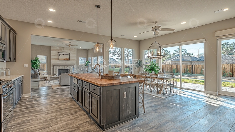 高清大图下载【趣麦麦图】开放式厨房和客厅