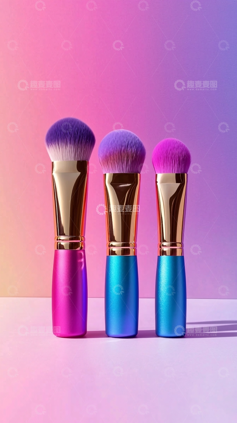 高清大图下载【趣麦麦图】渐变色背景化妆刷