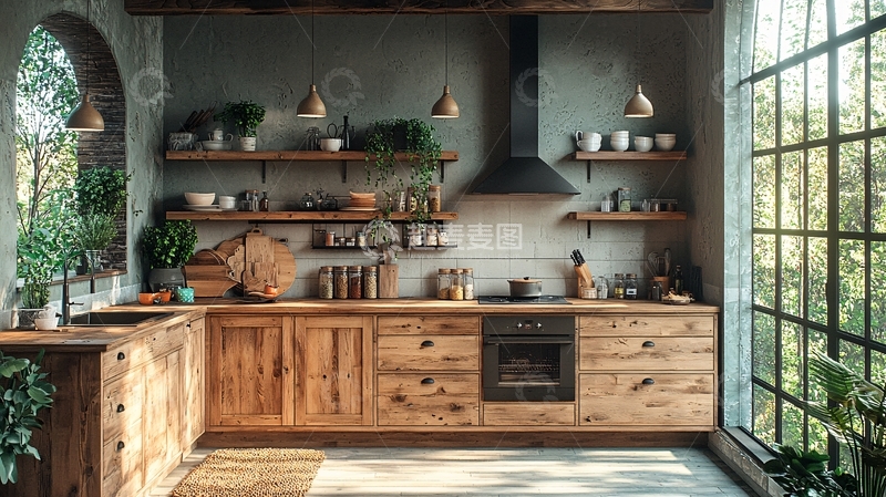 高清大图下载【趣麦麦图】工业风厨房