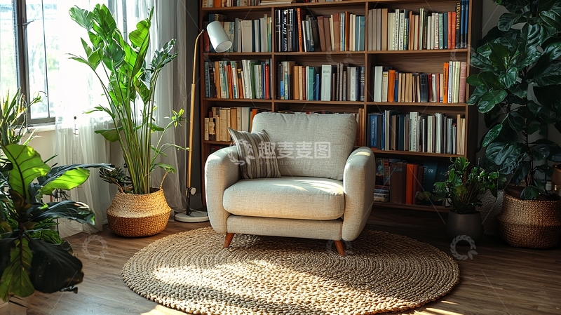 高清大图下载【趣麦麦图】舒适的客厅阅读角