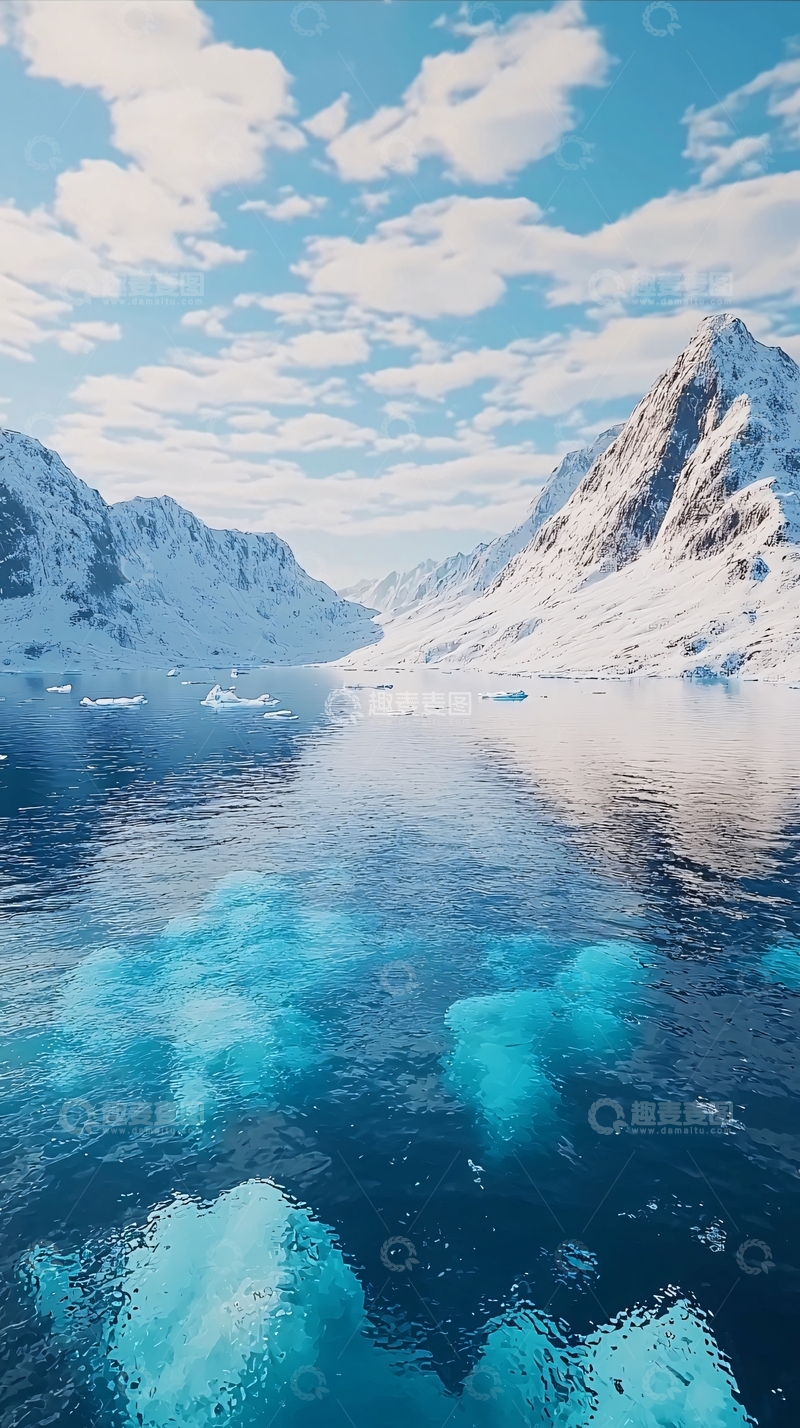 高清大图下载【趣麦麦图】冰川峡湾宁静雪山景色