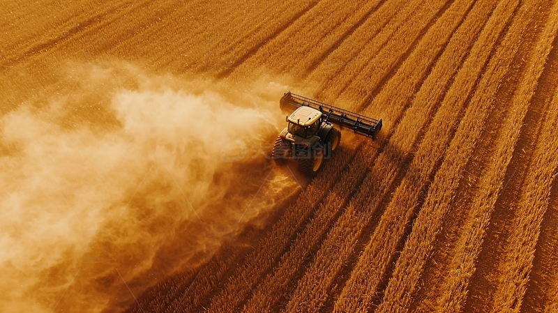 高清大图下载【趣麦麦图】田野里耕作的拖拉机